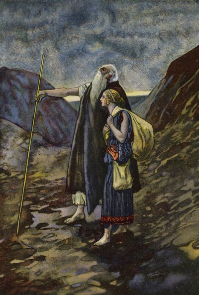 El ciego Edipo siendo guiado por su hija Antígona de Artus Scheiner