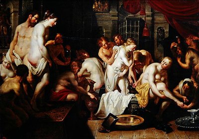 Ester en el refugio de mujeres de Asuero de Artus Wolfaerts or Wolffort
