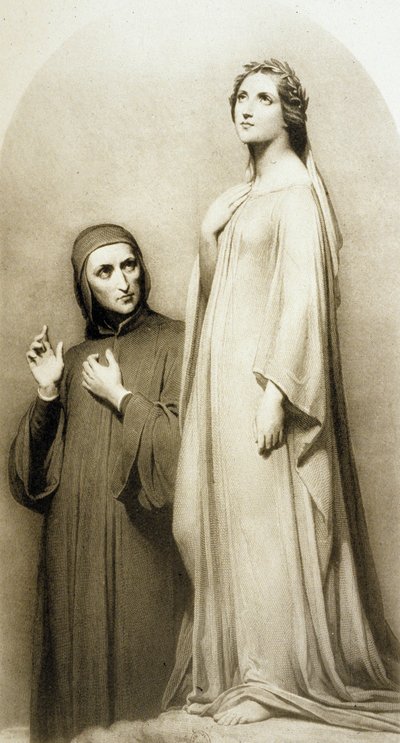 Dante y Beatriz (grabado) de Ary (after) Scheffer