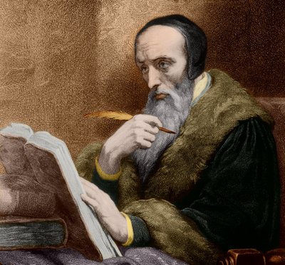 Retrato de Juan Calvino, fundador del calvinismo de Ary (after) Scheffer