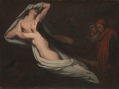 Dante y Virgilio encontrando las sombras de Francesca da Rimini y Paolo, 1851 de Ary Scheffer