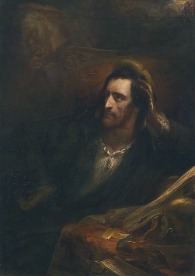 Fausto en su estudio, firmado y fechado por Ary Scheffer 1831 en la parte inferior derecha. de Ary Scheffer