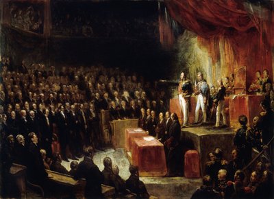 Luis Felipe toma el juramento sobre la constitución ante las cámaras el 9 de agosto de 1830 de Ary Scheffer