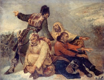 Cuatro soldados del ejército en desbandada, c. 1826 de Ary Scheffer