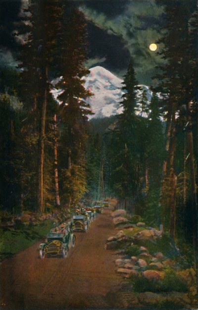 En el camino desde el Parque Nacional del Monte Rainier, Washington, c. 1916 de Asahel Curtis
