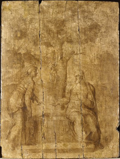 Cristo y la mujer de Samaria de Ascribed to Michelangelo