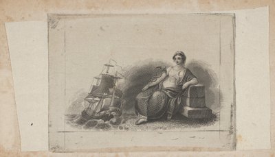 Viñeta de billete con figura femenina representando el comercio marítimo, ca. 1824-37 de Asher Brown Durand.