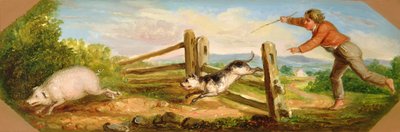 Niño persiguiendo un cerdo, 1836 de Asher Brown Durand