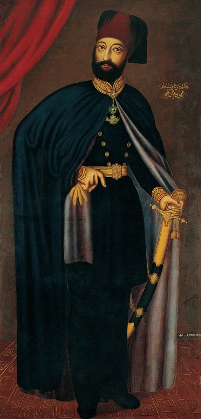 Retrato de Mahmud II 1785-1839, sultán del Imperio Otomano, después de 1828 de Athanasios Karantzoulas