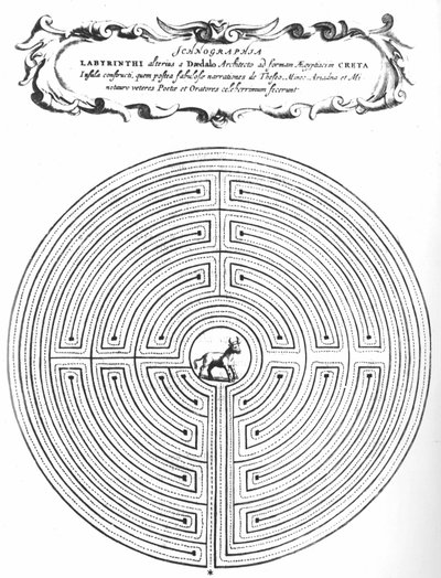 Laberinto de Dédalo para encerrar al Minotauro - en “Turris Babel” de Athanasi Kircheri S.J, Ámsterdam de Athanasius Kircher