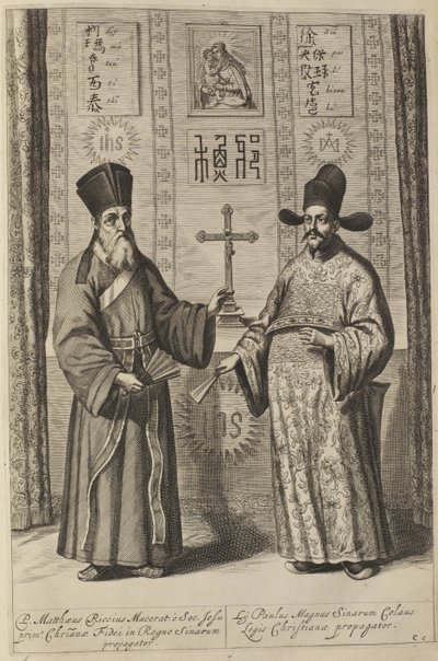 Matteo Ricci y Xu Guangqi. De China Illustrata de Athanasius Kircher, 1667 de Athanasius Kircher