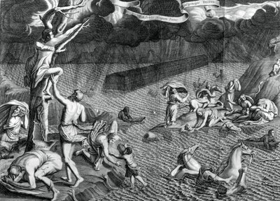 Escena del diluvio, 1675 de Athanasius Kircher