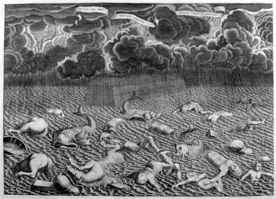 Escena del Diluvio, 1675 de Athanasius Kircher