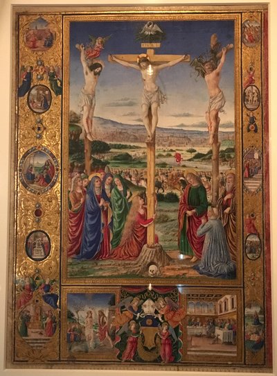 Crucifixión, miniatura del Misal de Thomas James. de Attavante degli Attavanti