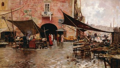 Una plaza de mercado en Messina de Attillo Pratella