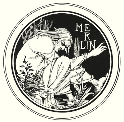 Merlín (grabado) de Aubrey (after) Beardsley