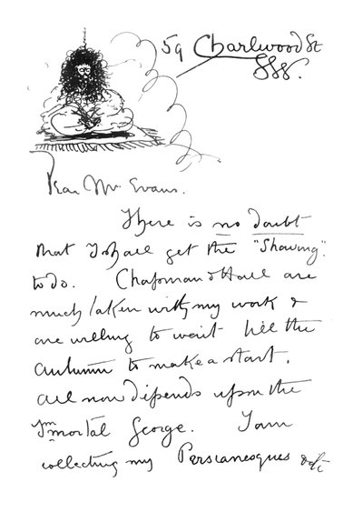Primera página de la carta autógrafa a Frederick Evans, c.1893 de Aubrey Beardsley