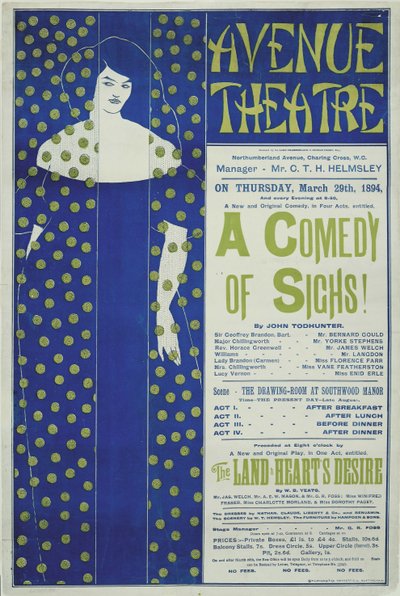 Teatro Avenue, ¡Una comedia de suspiros! Póster, 1894 de Aubrey Beardsley
