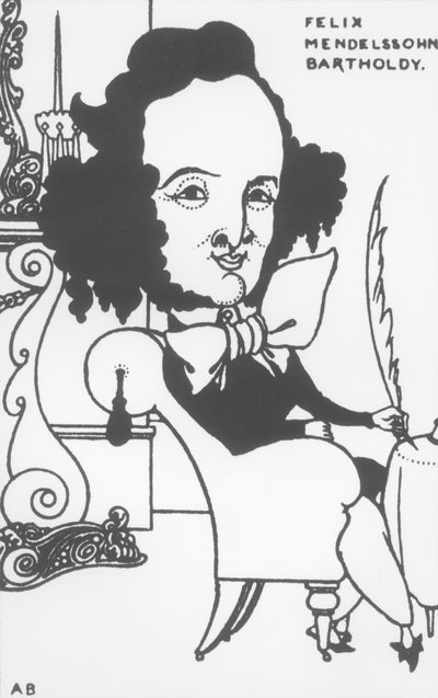 Caricatura de Felix Mendelssohn (1809-47), finales del siglo XIX (litografía) de Aubrey Beardsley