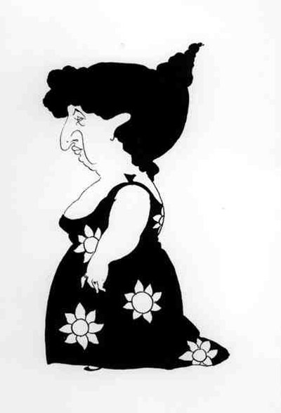 Caricatura de una figura en un vestido de girasol, de 