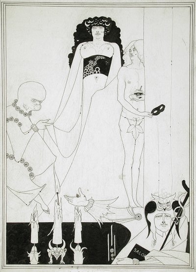 Entra Herodías. Ilustración para Salomé de Oscar Wilde de Aubrey Beardsley