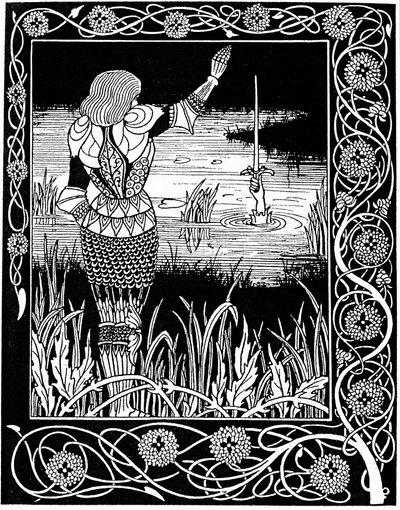 Excalibur siendo reclamado por la Dama del Lago, 1893 de Aubrey Beardsley