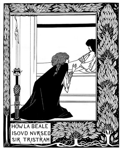 Cómo La Beale Isoud cuidó a Sir Tristram. Ilustración del libro Le Morte d