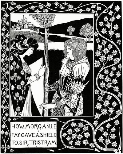 Cómo Morgan le Fay dio un escudo a Sir Tristram, ilustración de 
