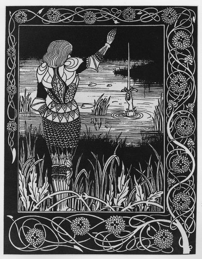 Cómo Sir Bedivere lanzó la espada Excalibur al agua, una ilustración de 