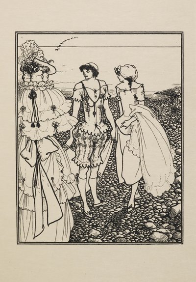 En la playa de Dieppe (Las bañistas), de un libro de cincuenta dibujos de Aubrey Beardsley