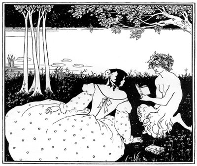 Pan leyendo a una mujer junto a un arroyo, 1898 de Aubrey Beardsley