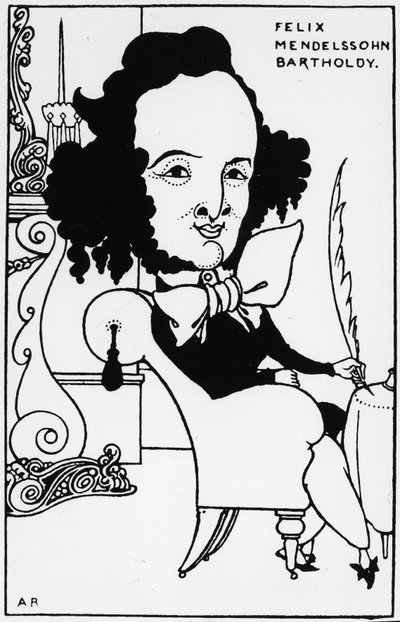 Retrato de Félix Mendelssohn - Bartholdy (1809-1847), dibujo de A. Beardsley. de Aubrey Beardsley