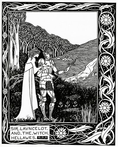 Sir Launcelot y la bruja Hellawes, 1870 de Aubrey Beardsley