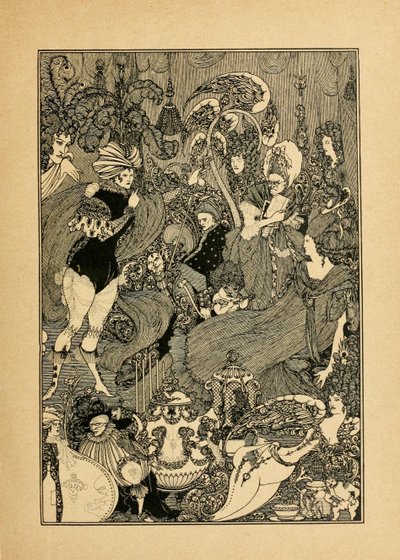 El rapto del mechón. Ilustración para La cueva del bazo de Alexander Pope de Aubrey Beardsley