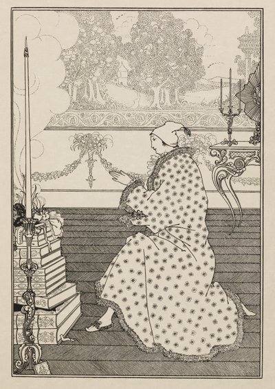 La oración del barón. De "La violación de la cerradura". de un libro cincuenta dibujos de Aubrey Beardsley