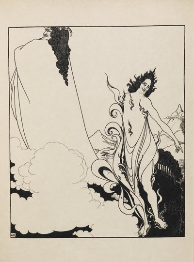 El cuarto cuadro del Oro del Rhin de un libro de cincuenta dibujos. de Aubrey Beardsley