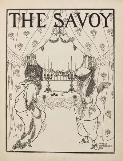 Portada del número 1 de "The Savoy" de un libro de cincuenta dibujos de Aubrey Beardsley