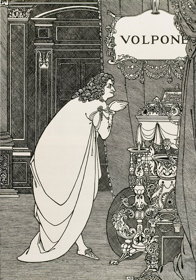 Portada de Volpone o el zorro (1609) escrito por Ben Johnson de Aubrey Beardsley