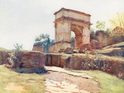 Roma: Arco de Tito desde la Vía Sacra (litografía en color) de Aubrey Waterfield