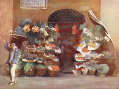 Roma: Fruiterer (litografía en color) de Aubrey Waterfield