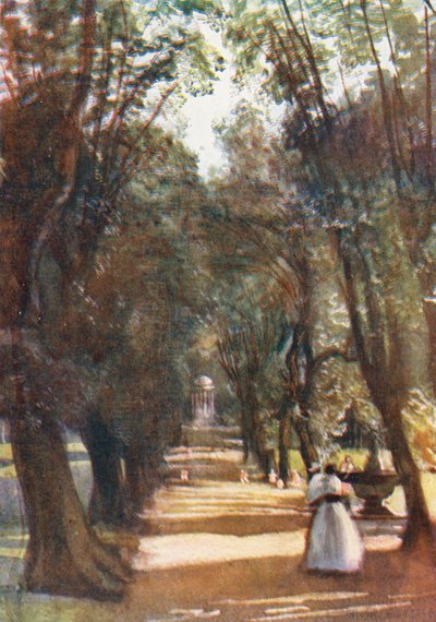Roma: Avenida Ilex en Villa Borghese (litografía en color) de Aubrey Waterfield