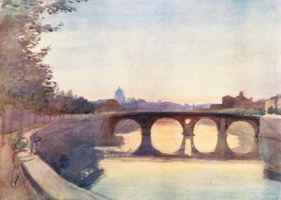 Roma: Ponte Sisto (litografía en color) de Aubrey Waterfield