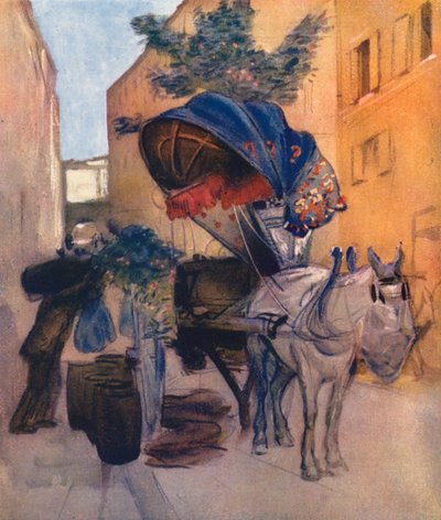 Roma: Carro de vino romano (litografía en color) de Aubrey Waterfield