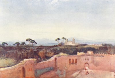 Roma: Villa Borghese desde un tejado (litografía en color) de Aubrey Waterfield