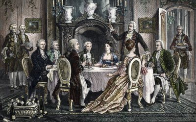 Cena en casa de Emanuel Schikaneder para Wolfgang Amadeus Mozart de August (after) Borckmann