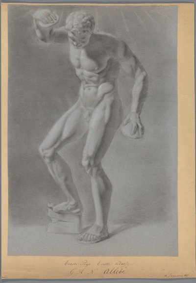 Estudio de la figura de un hombre de pie, visto de frente de August Allebe