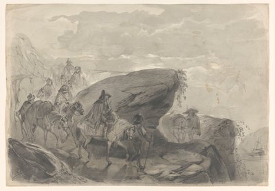 Paisaje con una procesión de viajeros de August Allebe