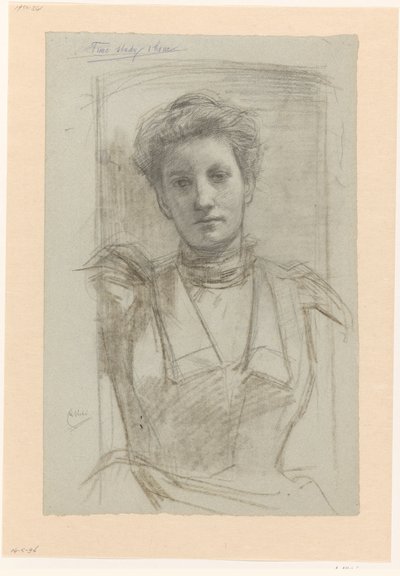 Retrato de una mujer, medio en la cara de August Allebe