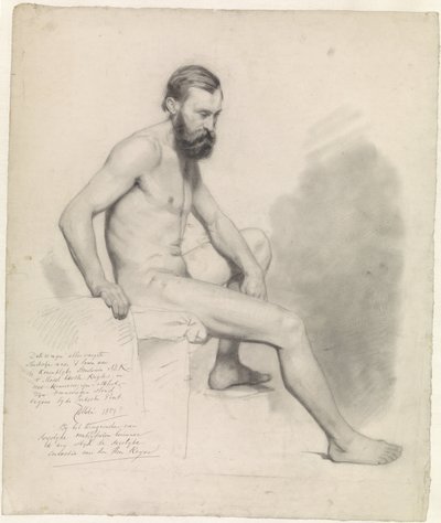 Estudio de un desnudo masculino sentado, a la derecha de August Allebe