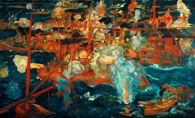 Batalla naval ruso-japonesa, c. 1918 de August Deusser